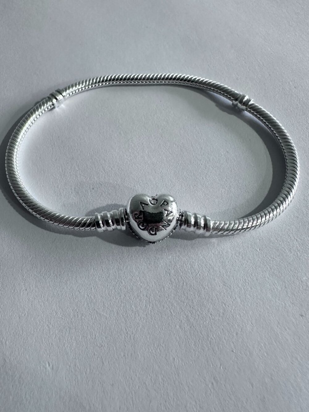 Pandora Silver Pave Heart Snake Chain Bracelet - Picture 4 of 5